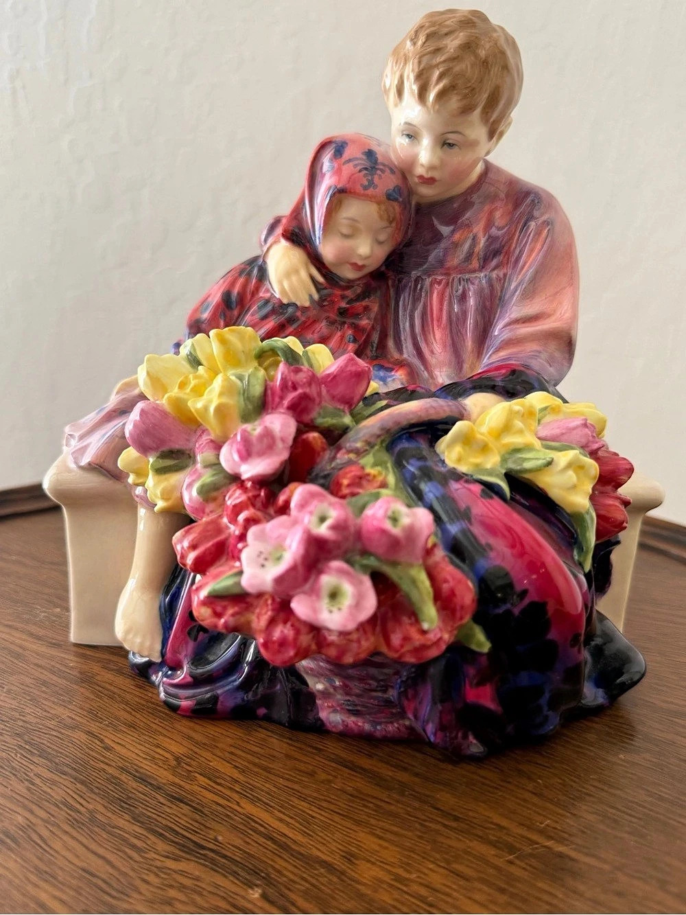 Royal Doulton Flower Sellers Children Floral Ceramic Figurine Multicolor
